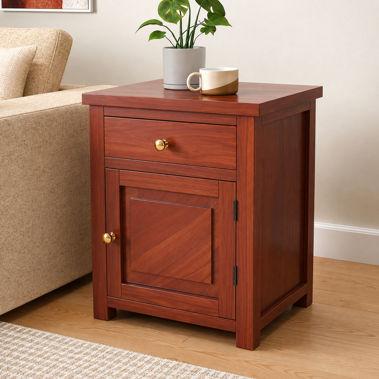 Handcrafted Solid Sheesham Wood Bedside Table