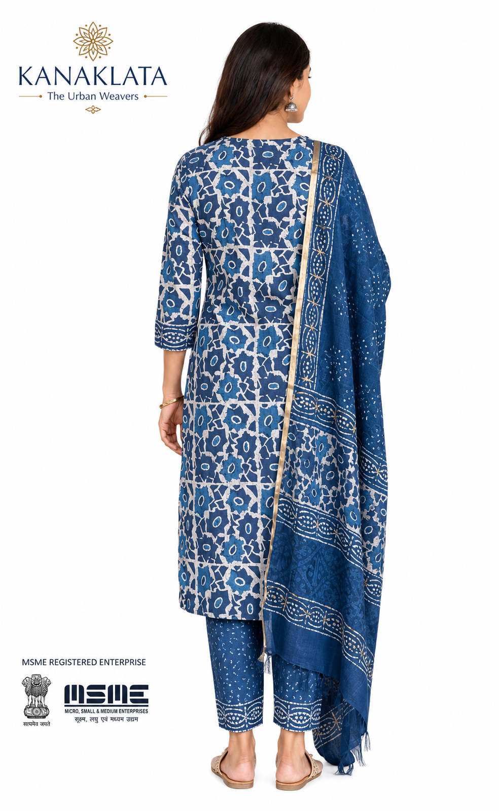 KANAKLATA Women’s Pure Cotton Jaipuri Hand Block Printed Straight Kurta Pant Set with Zari Border Dupatta | Comfortable Ethnic Wear