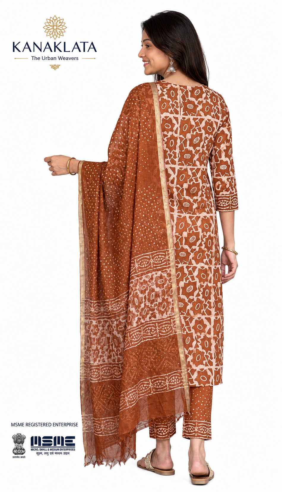 KANAKLATA Women’s Pure Cotton Jaipuri Hand Block Printed Straight Kurta Pant Set with Zari Border Dupatta | Comfortable Ethnic Wear