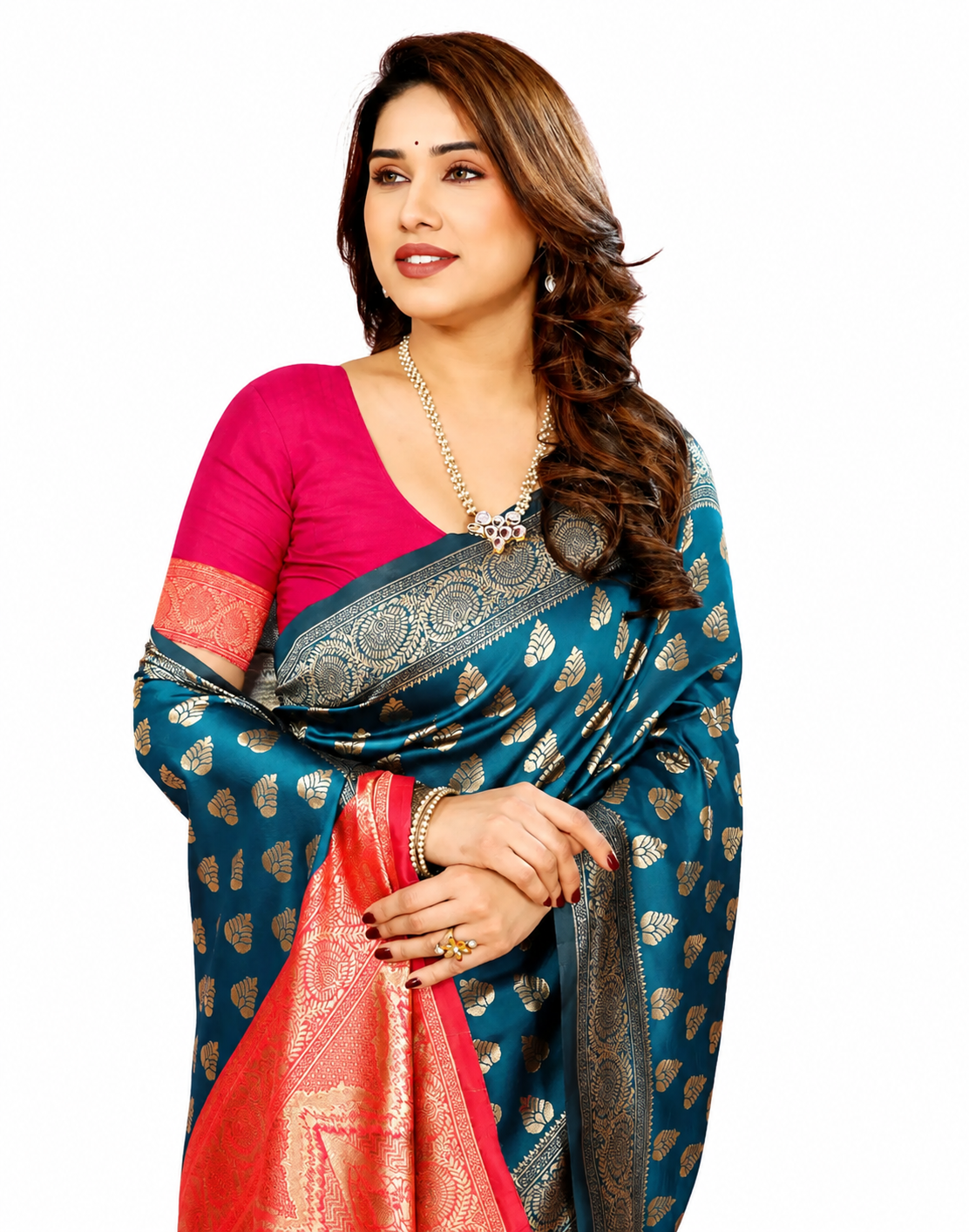 Kanaklata Banarasi Silk Saree for Women | Traditional Woven Floral & Geometric Design with Zari Border & Designer Pallu | Soft Lightweight Saree for Festive & Wedding Wear | Blouse Piece Included