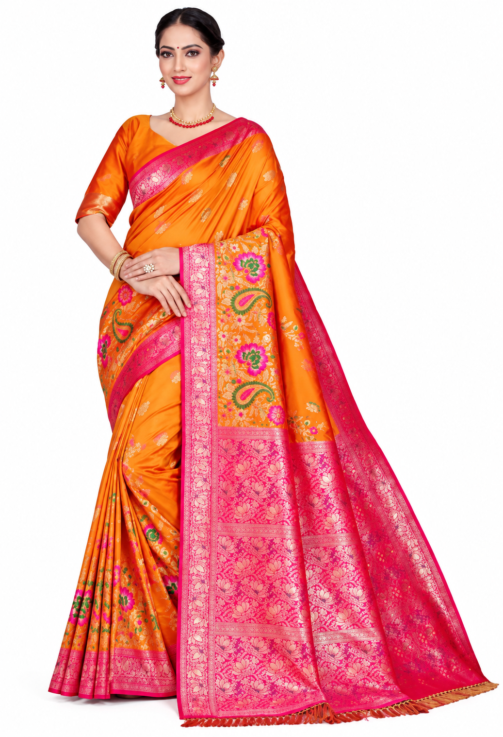 Kanaklata Kanjivaram Silk Saree with Blouse Piece | Traditional Silk Saree for Women | Festive & Wedding Wear