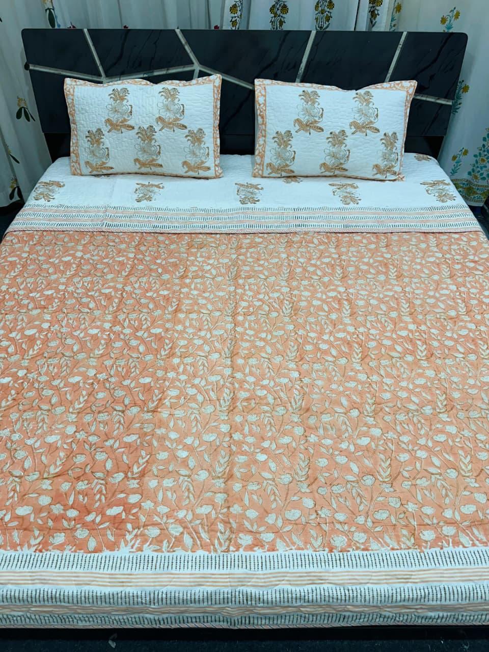 Handblocked quilted bedcovers