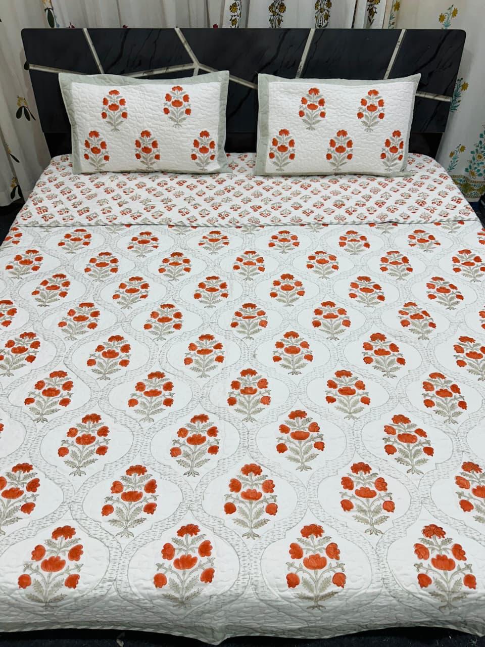 Handblocked quilted bedcovers