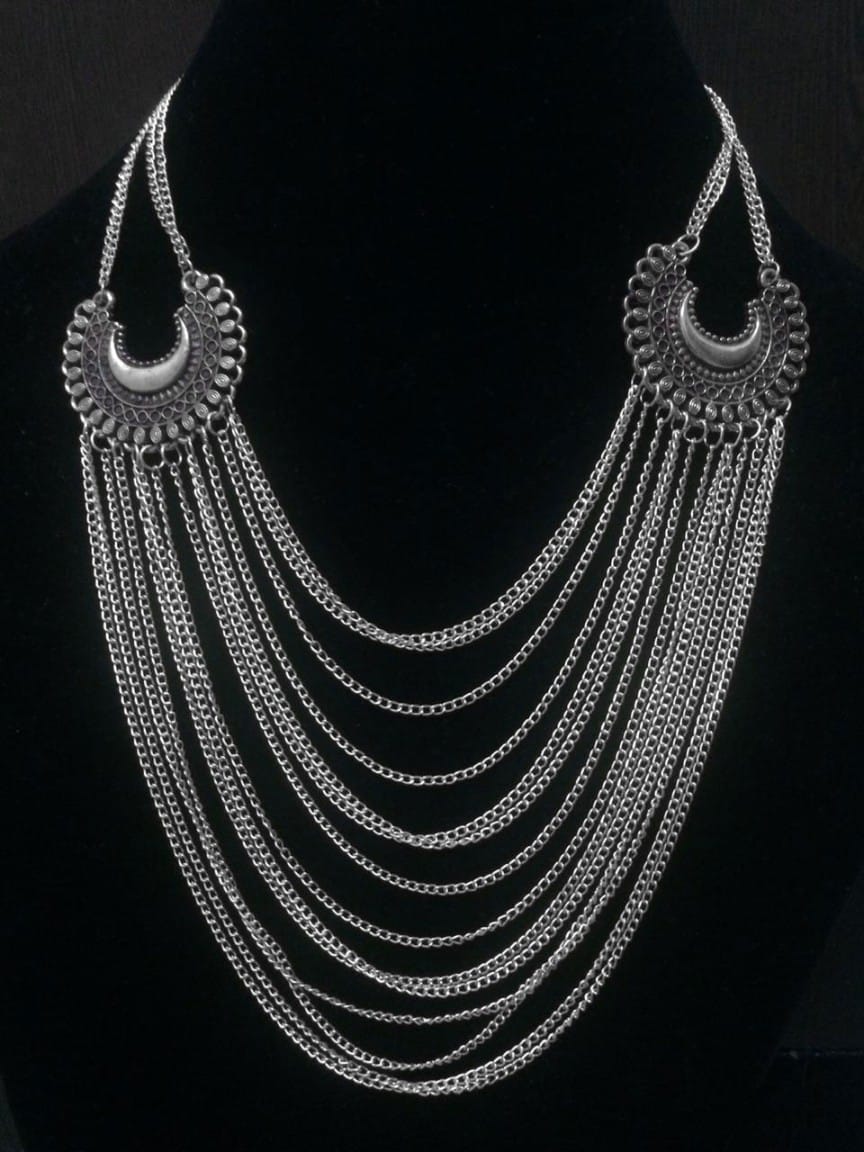 Silver oxidised necklace