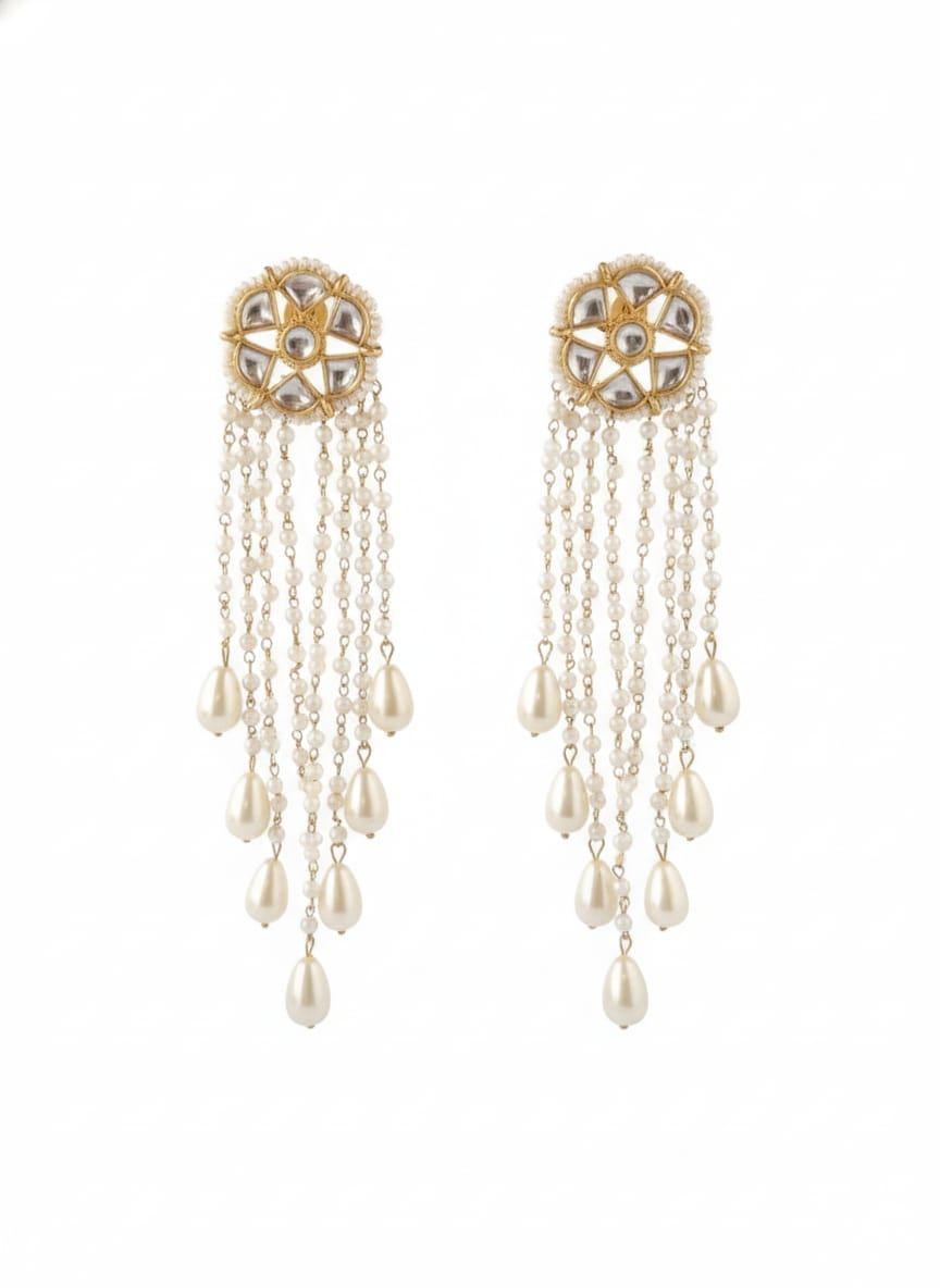 White kashmiri earrings