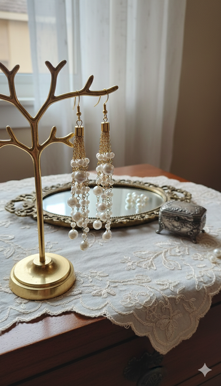 Beads long earrings