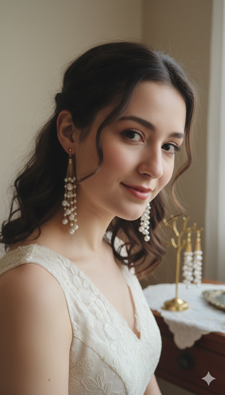Beads long earrings