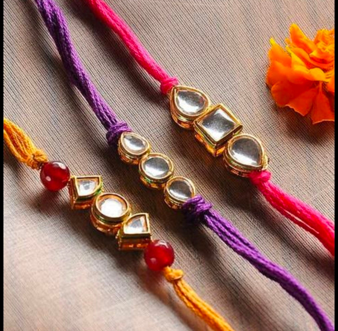 Kundan rakhi combo