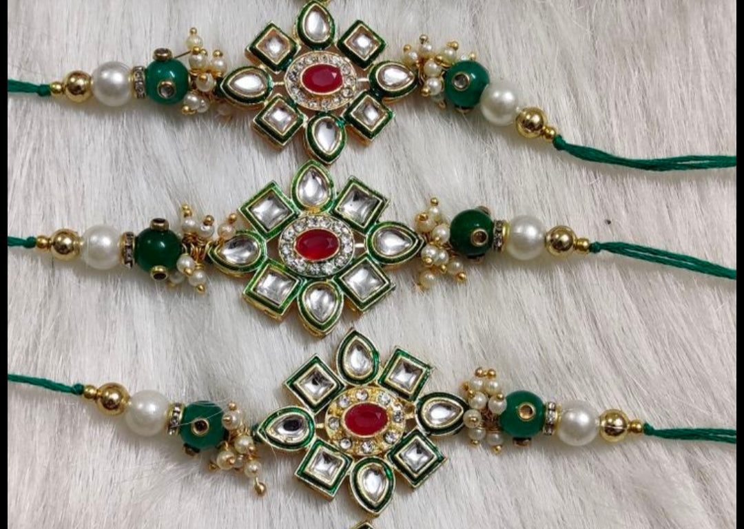 Kundan rakhi combo