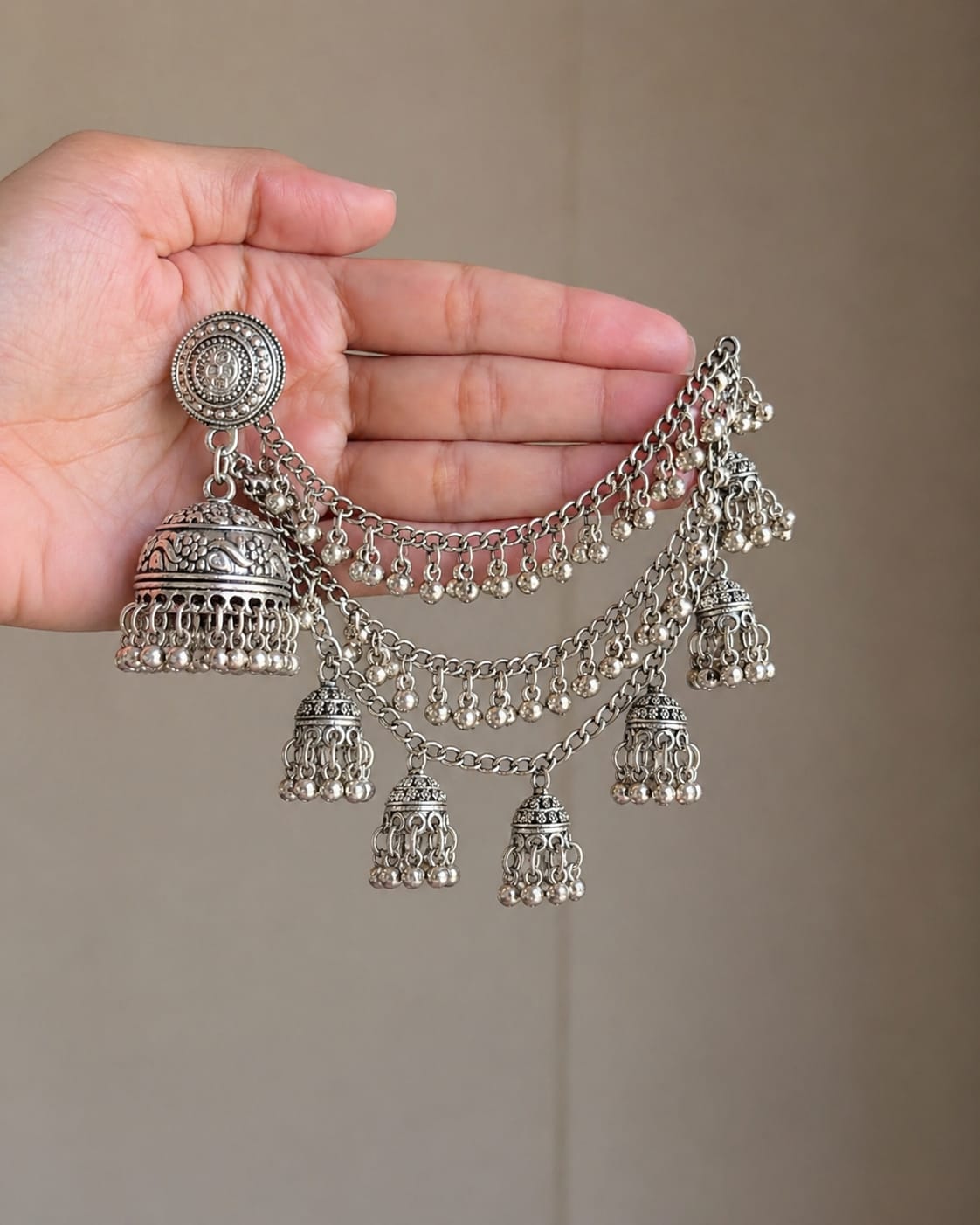 Oxidised bahubali earrings