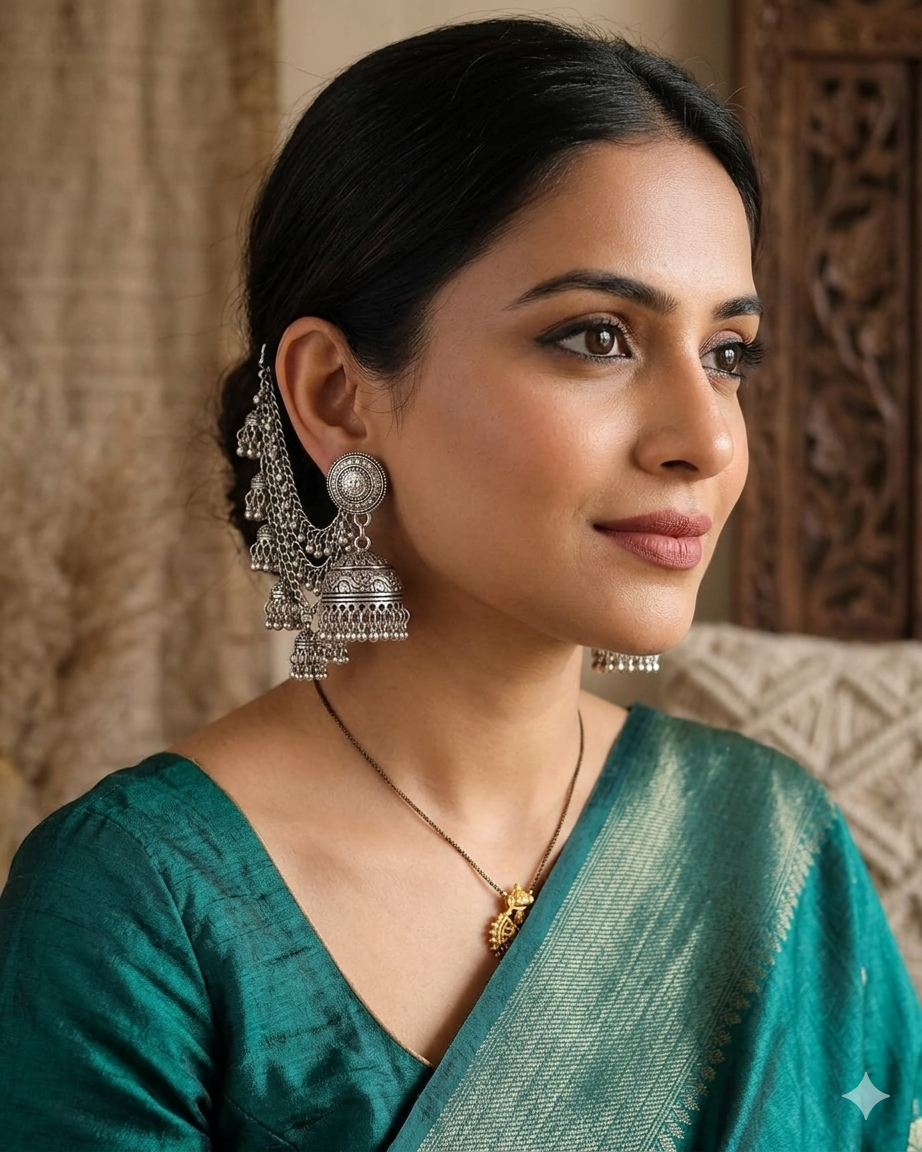 Oxidised bahubali earrings