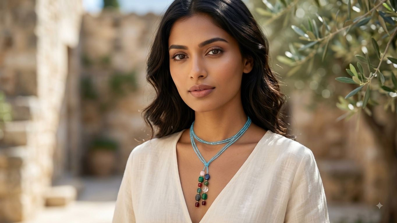 Layered crystal neckpiece
