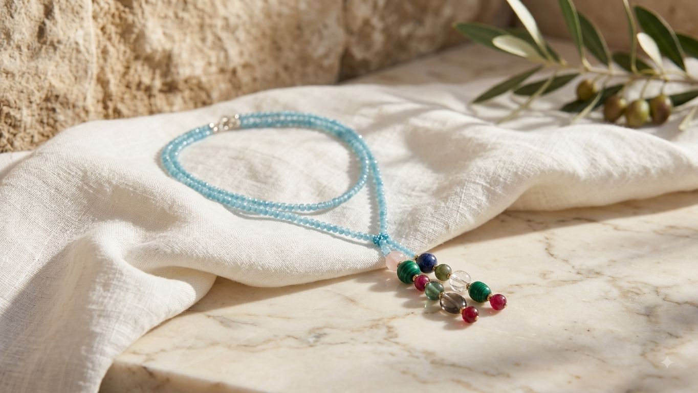 Layered crystal neckpiece