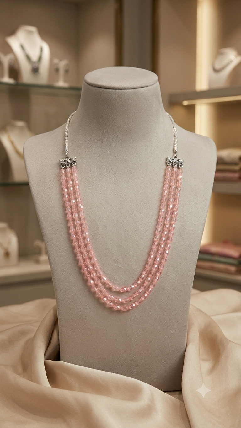 Layered crystal beads necklace