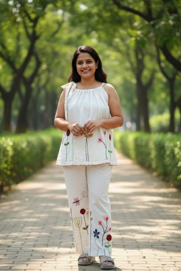 Khadi Hand embroidered set