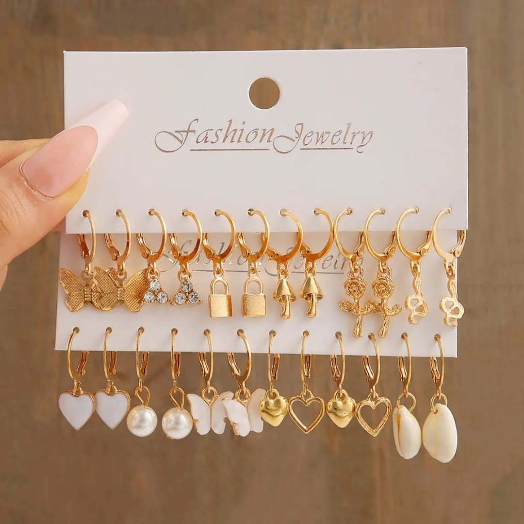Set of 12 pairs of earrings