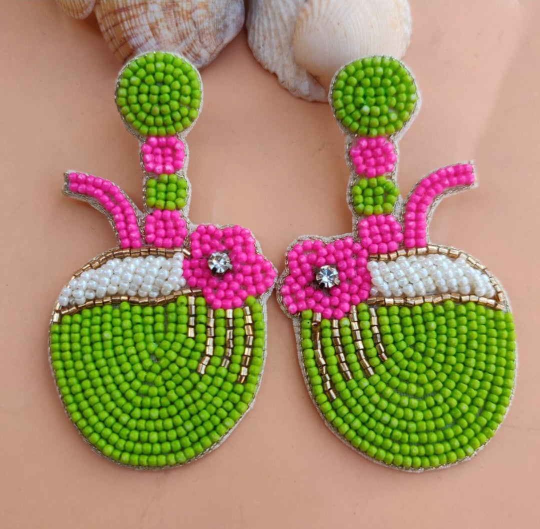 Handmade coconut shaped earrings