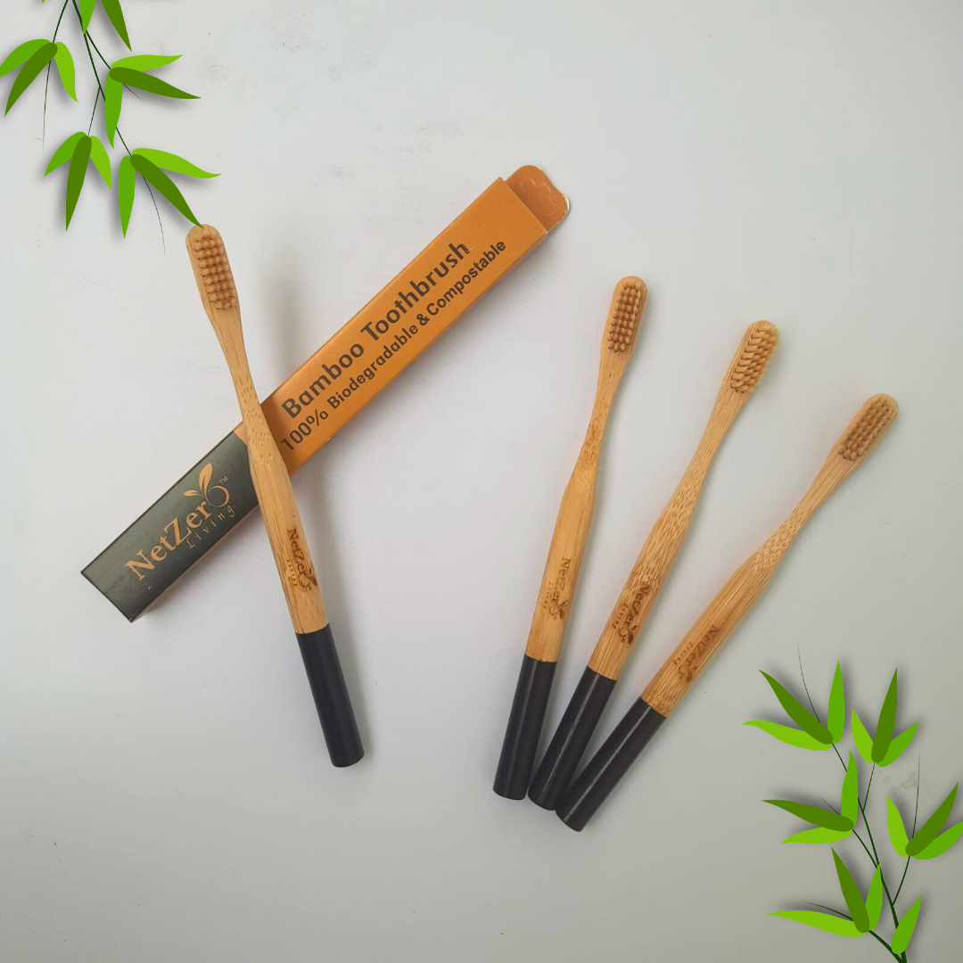 Bamboo Toothbrush – Stellar | Biodegradable & Eco-Friendly | Pack of 4 | Dental Care