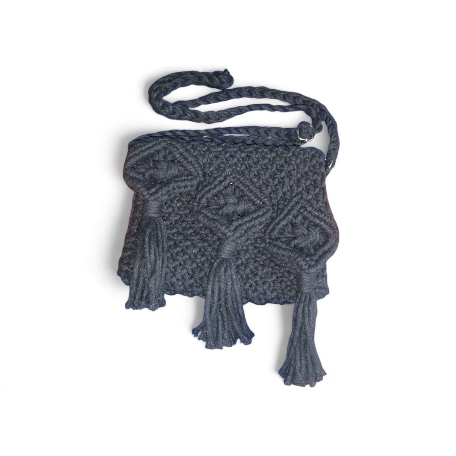 HANDMADE COTTON CORD MACRAME CROSSBODY BAG FOR WOMEN| BLACK BOHO FRING SLINGG BAG | LIGHTWEIGHT TRAVEL SHOULDERR HANDBAG