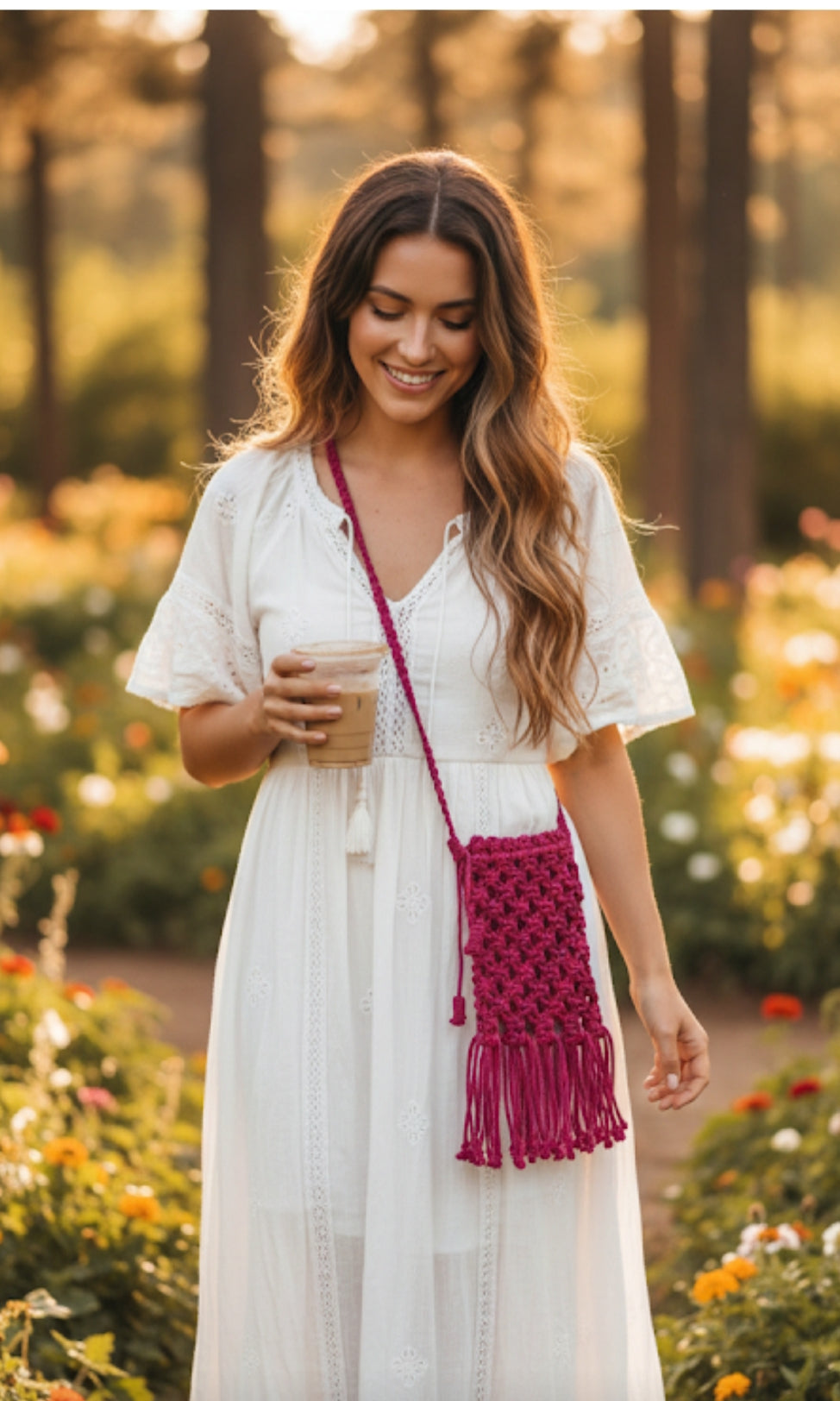 Macrame handmade mobile bag