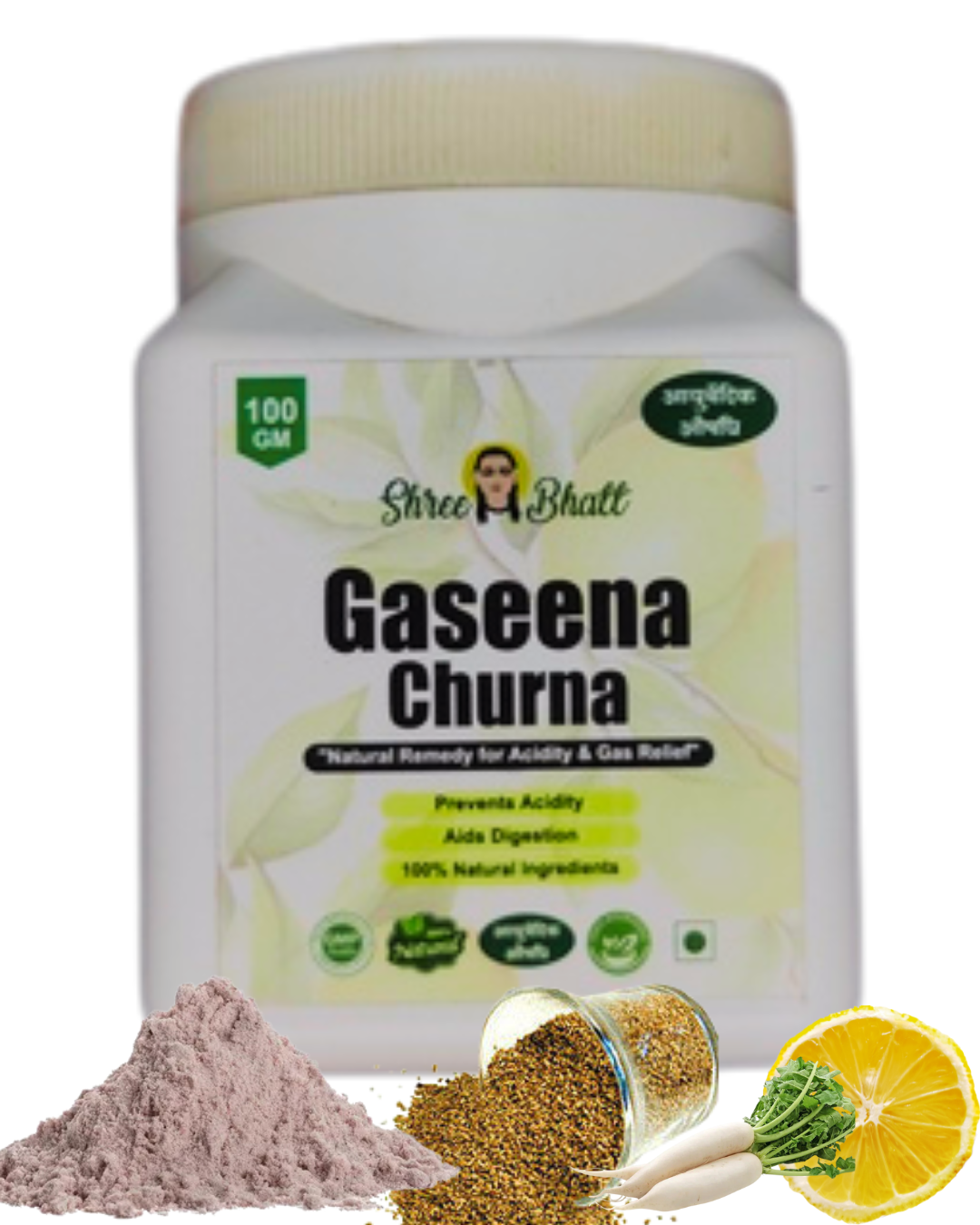 ShreeBhatt Gaseena Churna – Ayurvedic Digestive & Gas Relief Powder, 100 gm