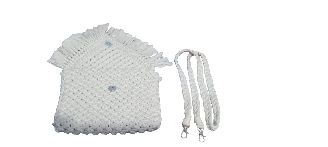 HANDMADE COTTON CORD MACRMAE CROSSBODY BAG FOR WOMEN OFF WHITE BOHO FRINGE SLING BAG LIGHTWEIGHT ECO FRIENDLY BAG