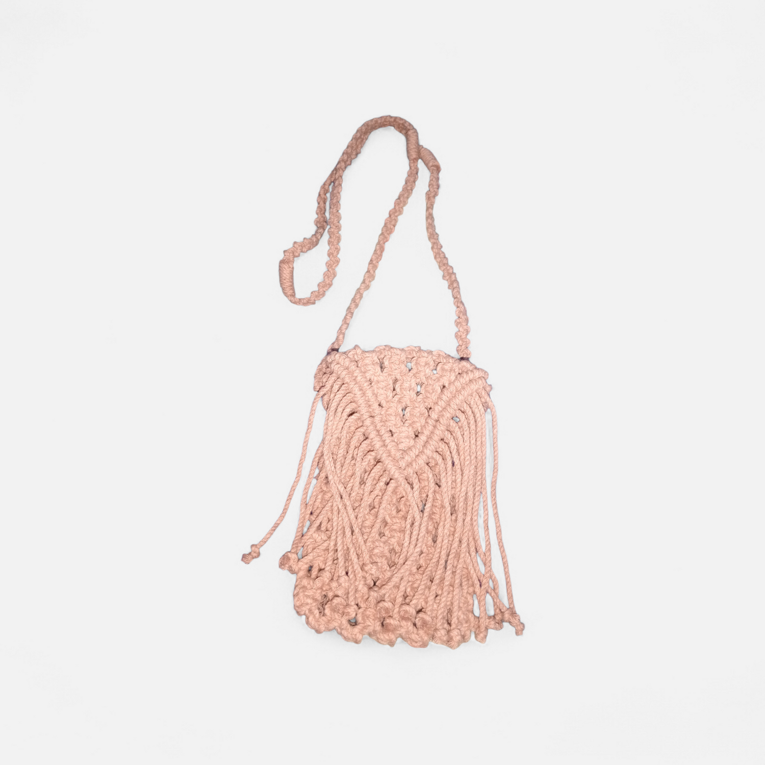 Cotton Cord Handmade Macramé Crossbody MOBILE Bag for Women | Boho Fringe Sling MOBILE Bag | Lightweight Travel Shoulder MOBILE Bag | Eco-Friendly BROWN  MOBILE bag