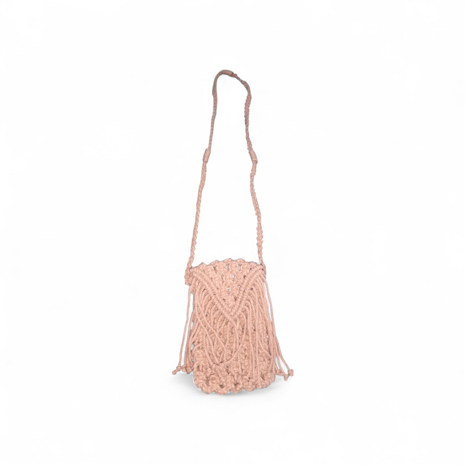 Cotton Cord Handmade Macramé Crossbody MOBILE Bag for Women | Boho Fringe Sling MOBILE Bag | Lightweight Travel Shoulder MOBILE Bag | Eco-Friendly BROWN  MOBILE bag