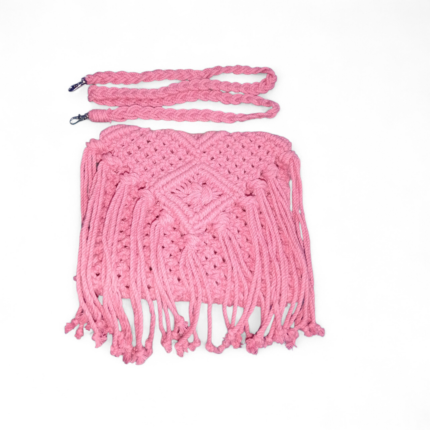 Cotton Cord Handmade Macramé Crossbody Bag for Women | Boho Fringe Sling Bag | Lightweight Travel Shoulder Bag | Eco-Friendly Cream Handbag
