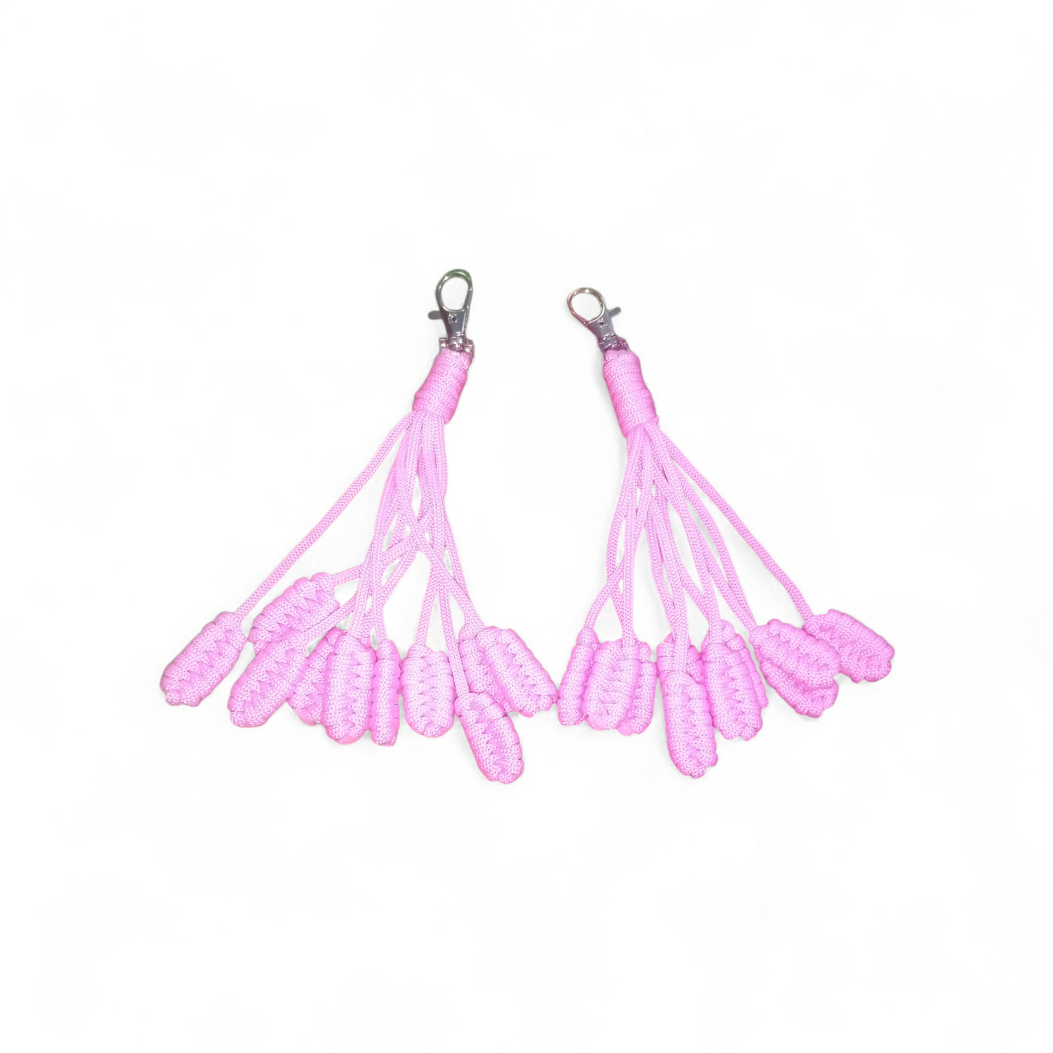 Macrame handmade vibrant pink keychains pair of 2,