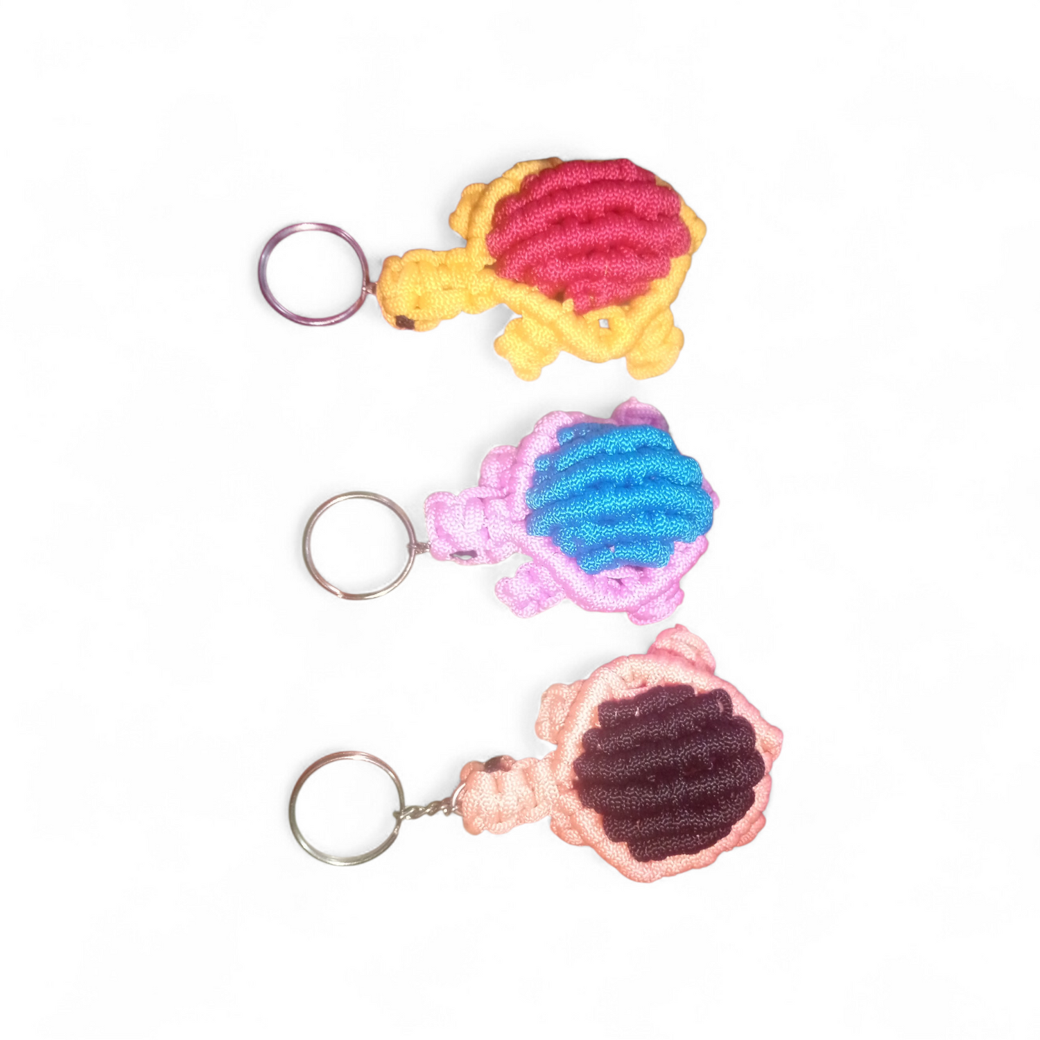 Charming Macram little turtles key chain pair of 3 set multi colour  size 10*7cm