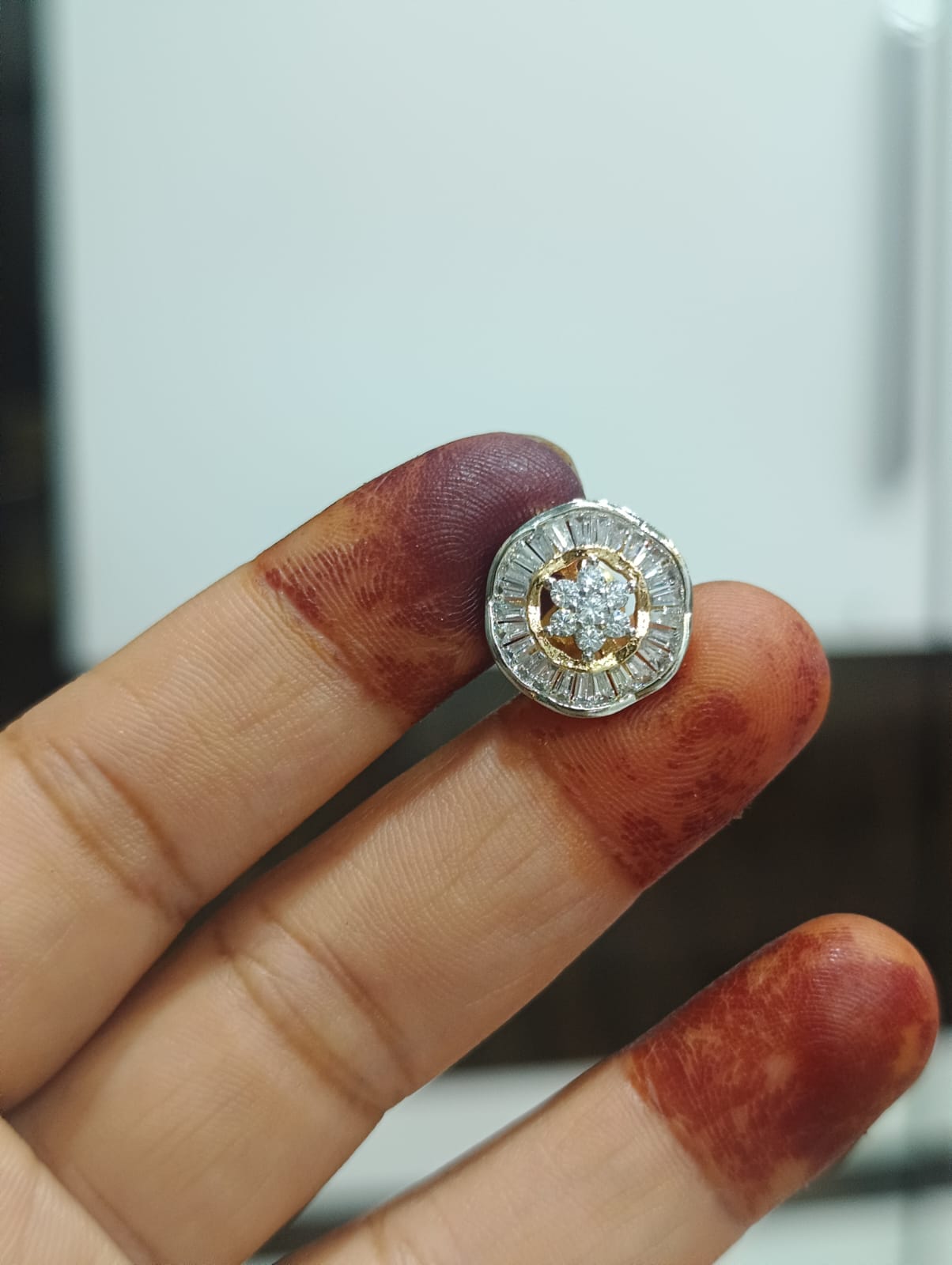 American diamond stud earrings push back