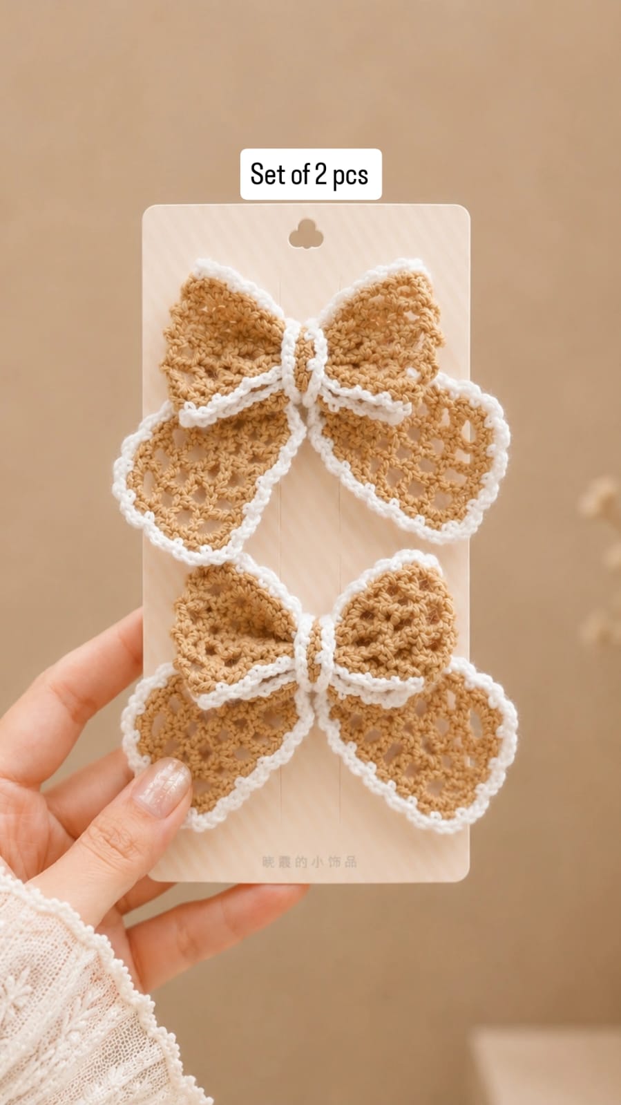 Set of 2 pcs Crochet hair Bow Handmade