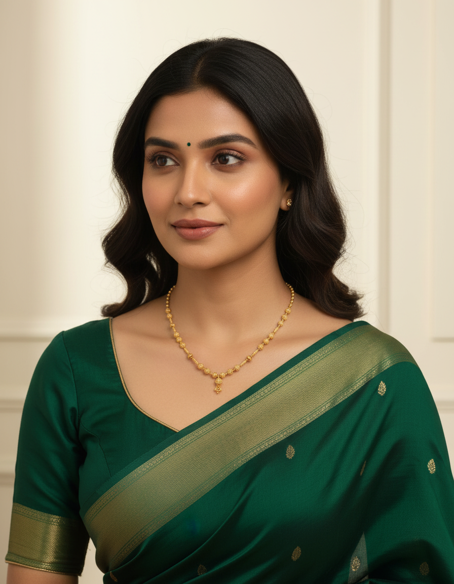 JHB Gold Plated Beads Matar mala short Chain for Women and Girls