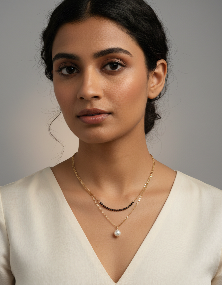 JHB Single Pearl Layer Mangalsutra Chain For Women