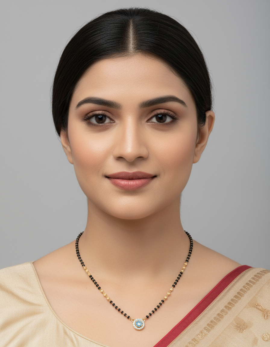 JHB Diamond Mangalsutra With Chain short Length Tanmaniya Traditional Black Bead Mangalsutra for women