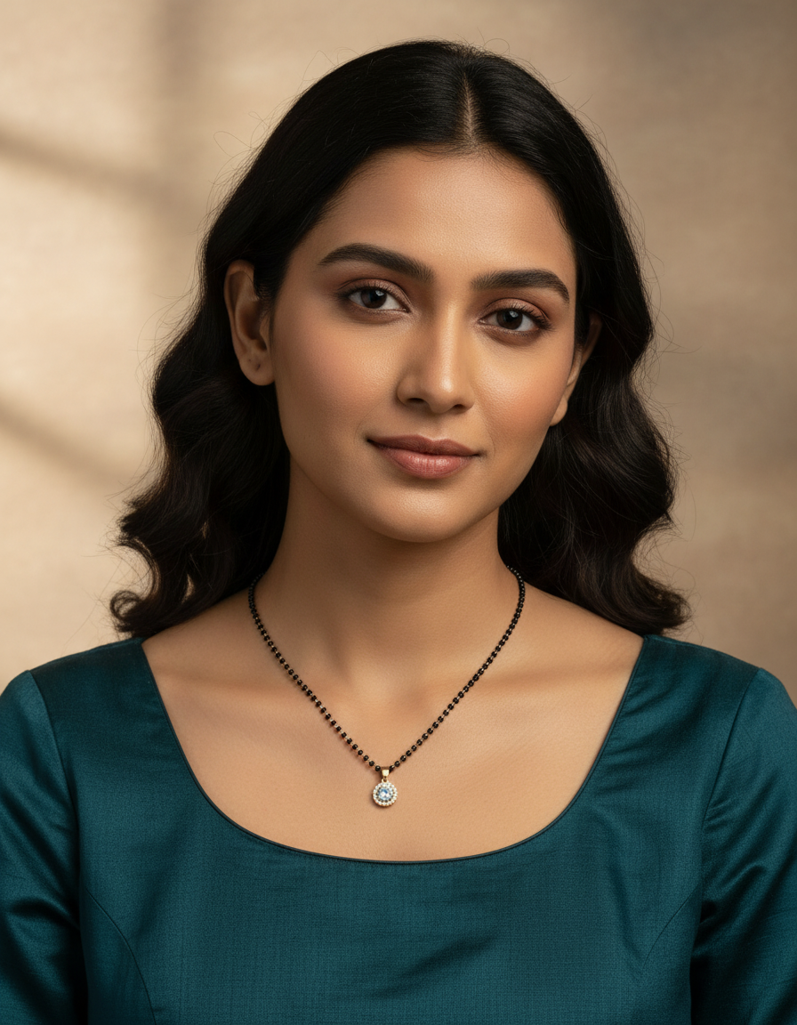 JHB Stylish Pendant Necklace Black Beads Mangalsutra For Women