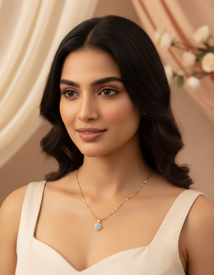 JHB Stylish Diamond Pendant Necklace For Women With Extendable Chain