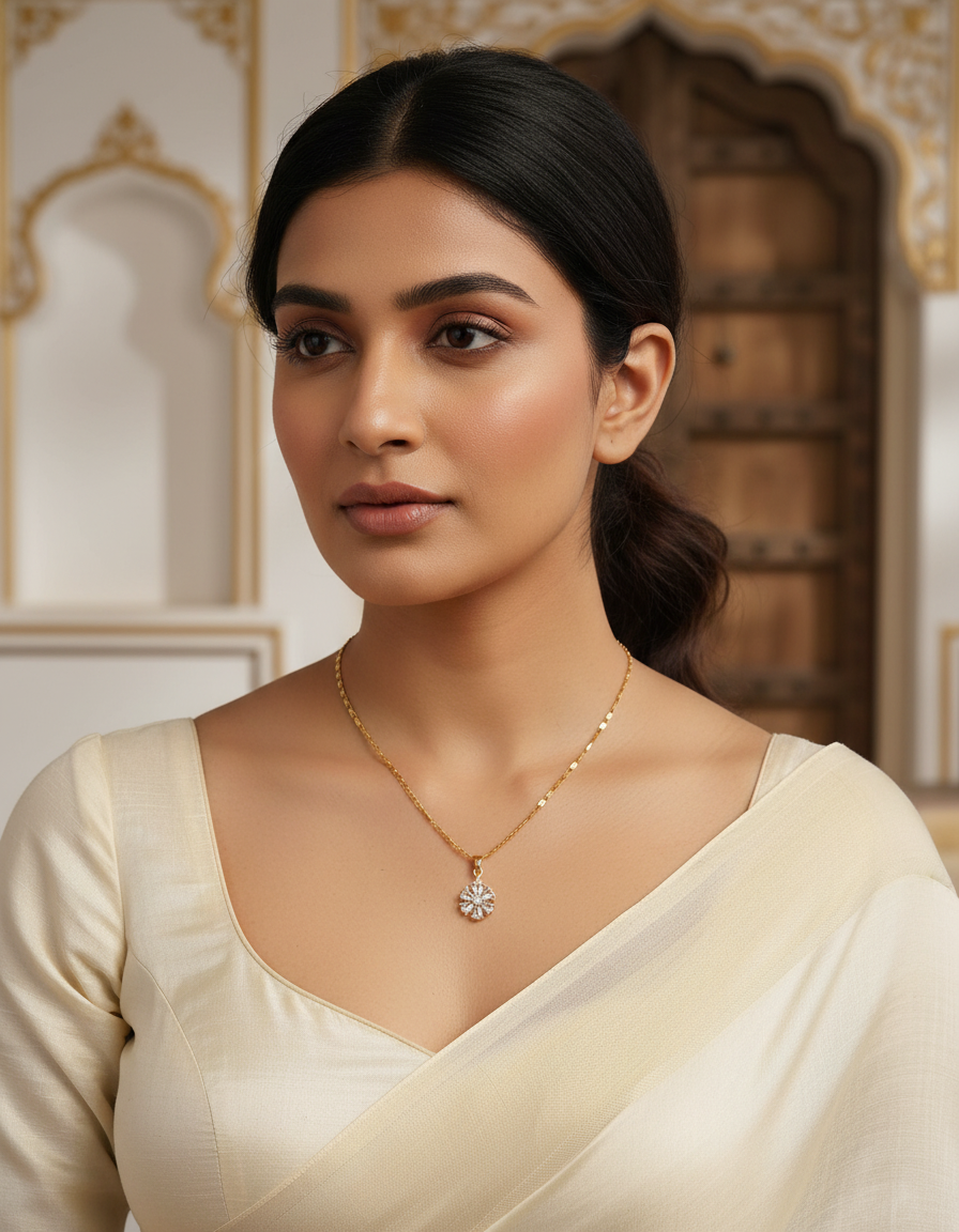 JHB Stylish Diamond Pendant Necklace For Women With Extendable Chain