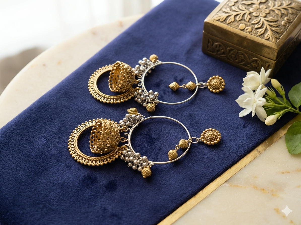 Long dual tone earrings