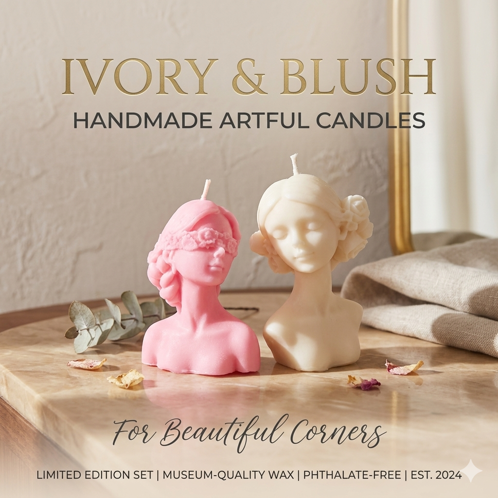 Ivory & Blush - Handcrafted Sculpted Candle Duo