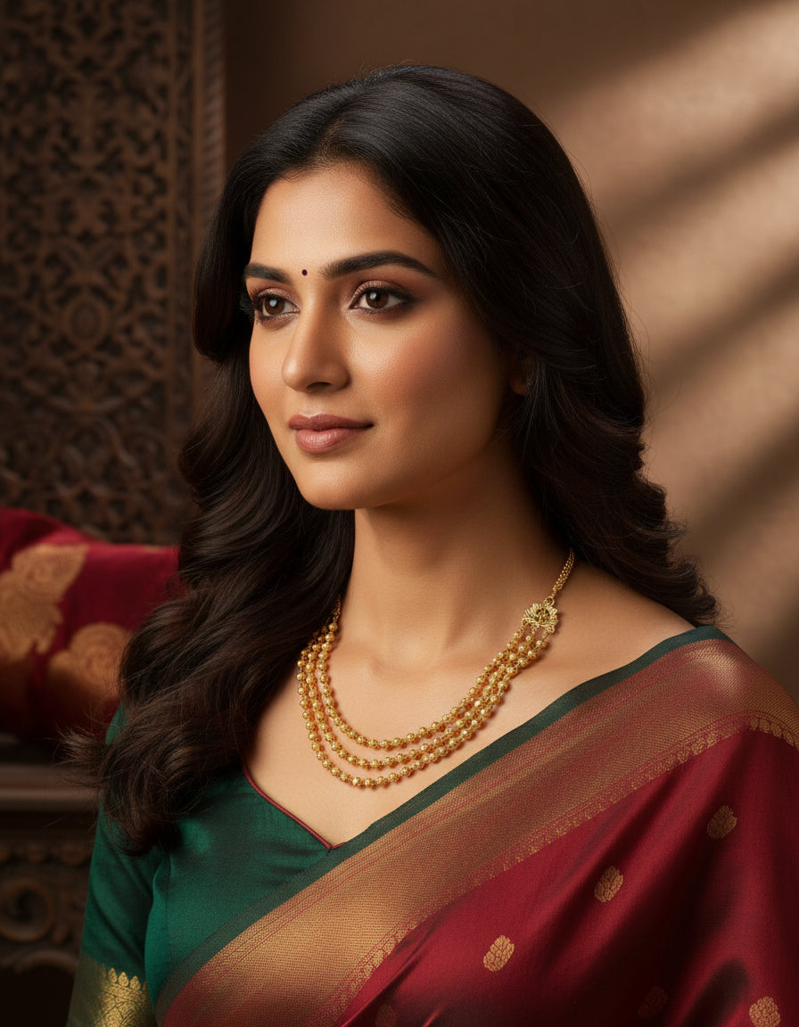 JHB Gold Plated Necklace MATARMALA Hand Made Layer Chain Stylish Jewellery for Women's and Girls