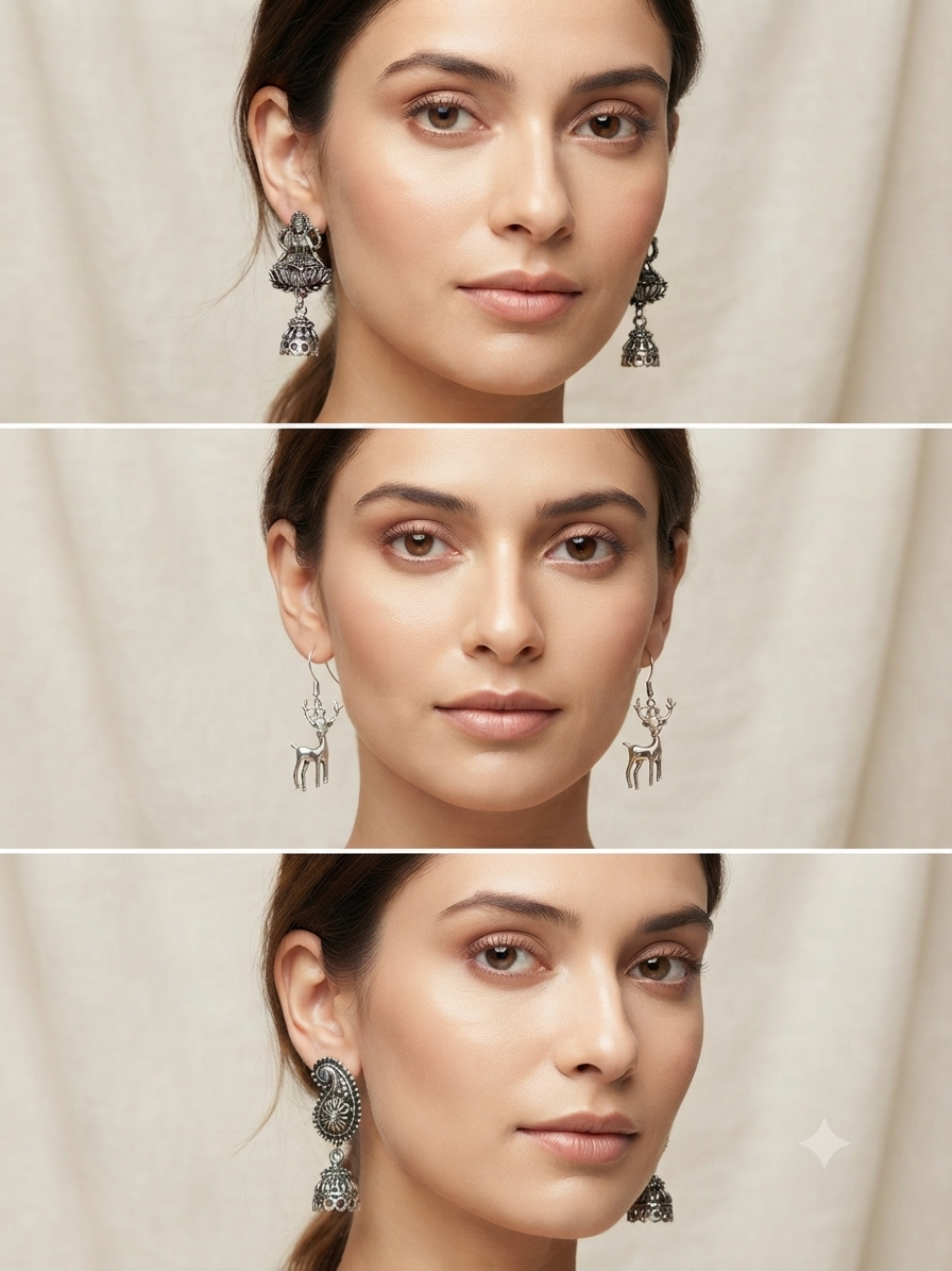 Silver oxidised earrings combo
