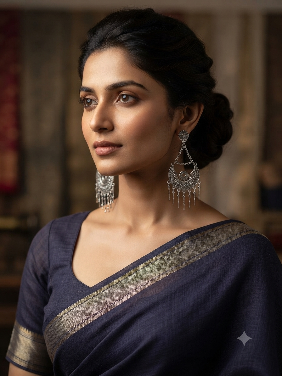 Silver Chandbali earrings