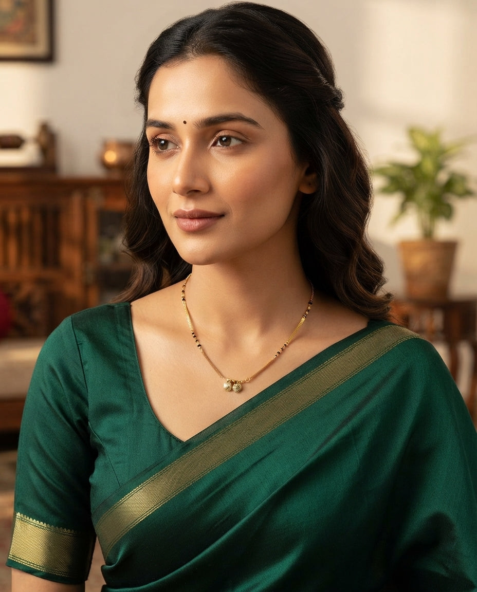 JHB Gold Plated Vati Pendant Tanmaniya Short Mangalsutra For Women
