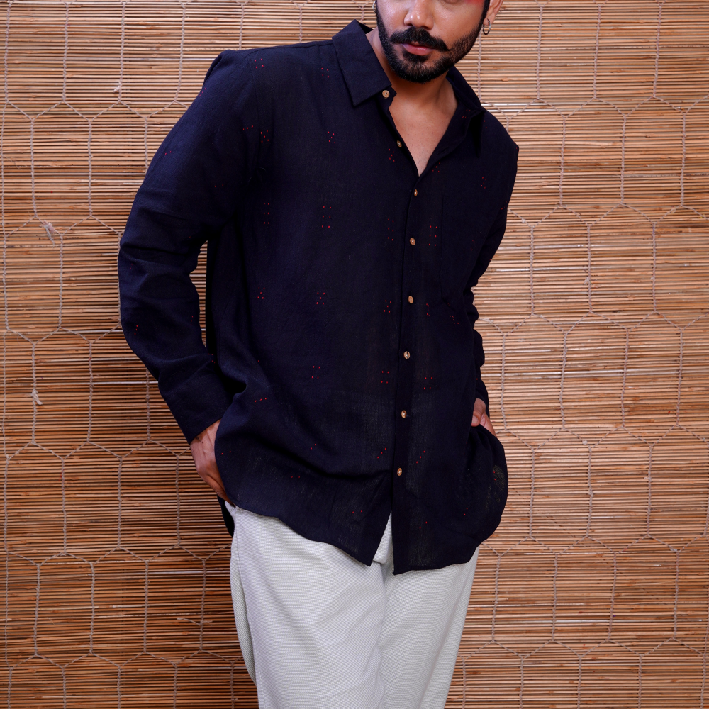 Kala Cotton Tangaliya Dice Everywhere Shirt Black 1