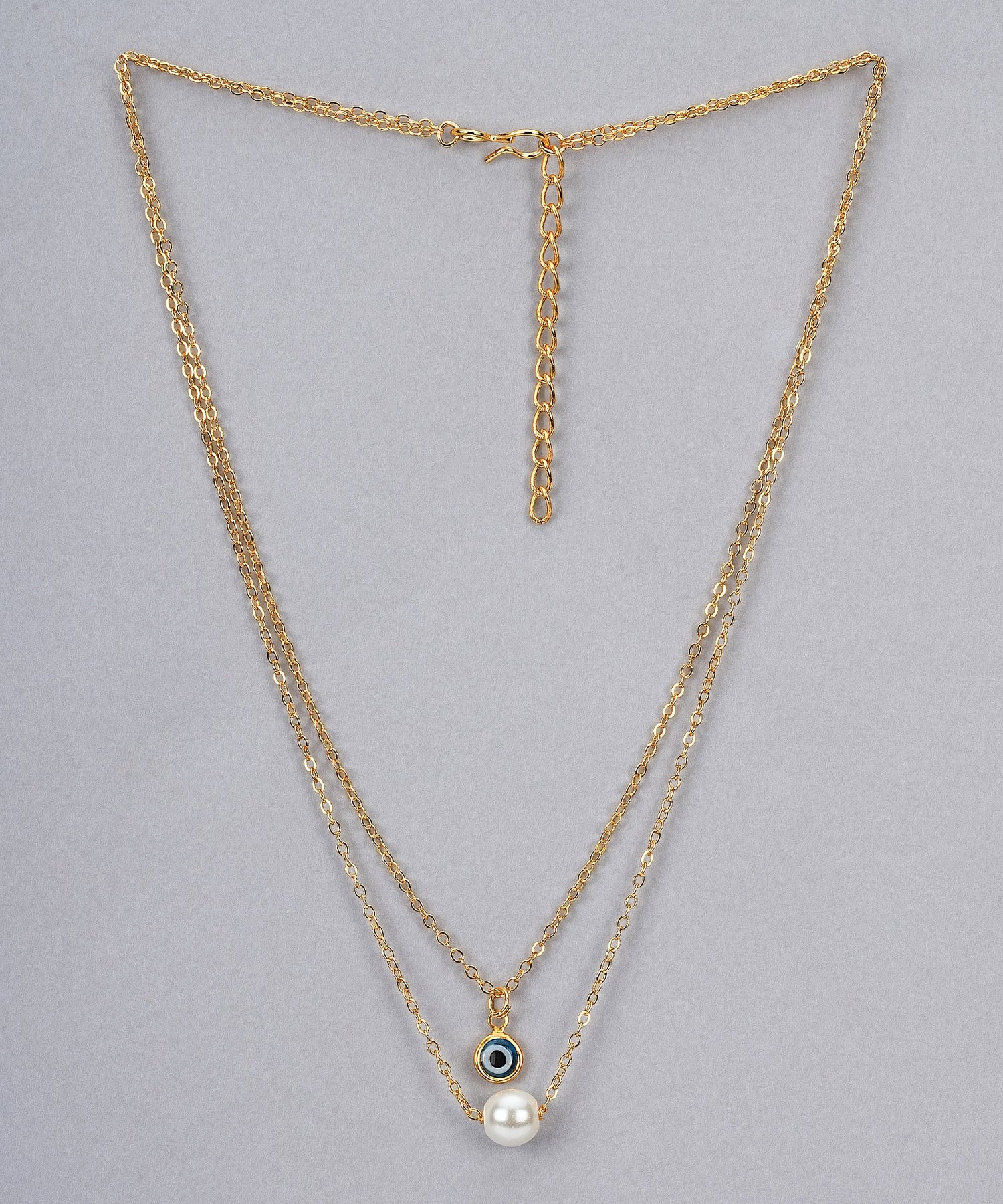 JHB Single Pearl With Evil Eye Layer Chain For Women And Girls