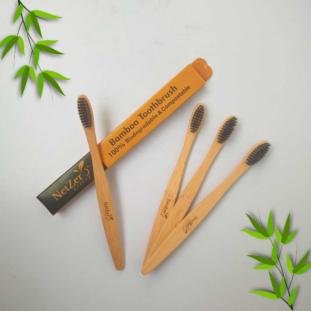 Bamboo Toothbrush – Droplet | Biodegradable & Eco-Friendly | Pack of 4 | Dental Care