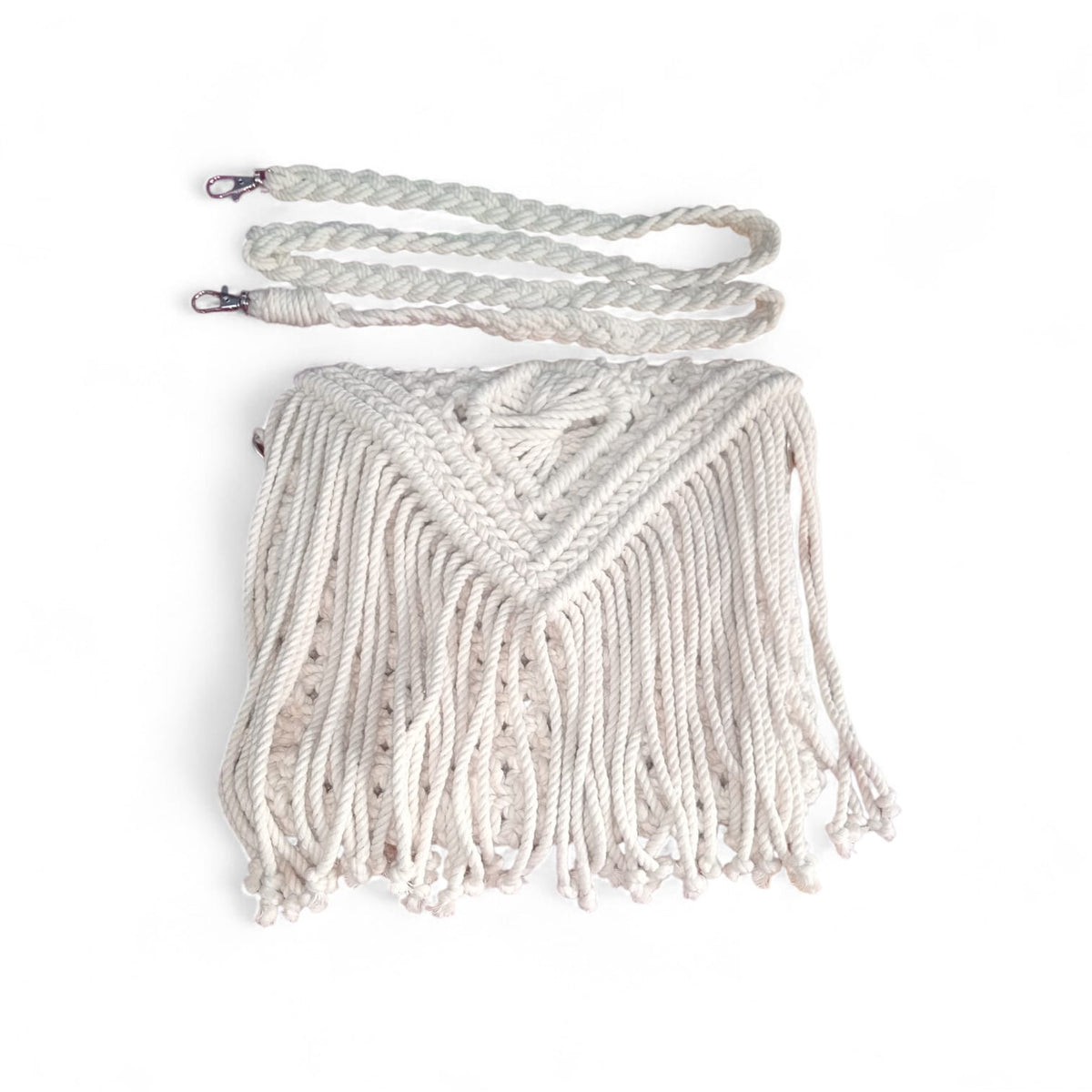 Cotton Cord Handmade Macramé Crossbody Bag for Women | Boho Fringe Sling Bag | Lightweight Travel Shoulder Bag | Eco-Friendly Cream Handbag