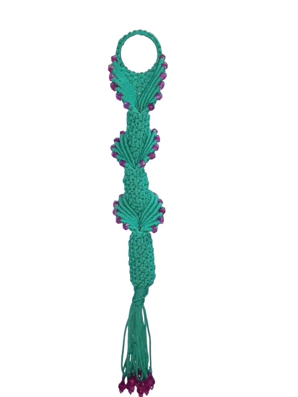 MACRAME FLOWER WALL HANGING GREEN FLORAL SIZE 25*4 BOHO HANGING ART WITH ARTIFICAL FLOWERS